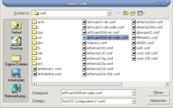 Select configuration file